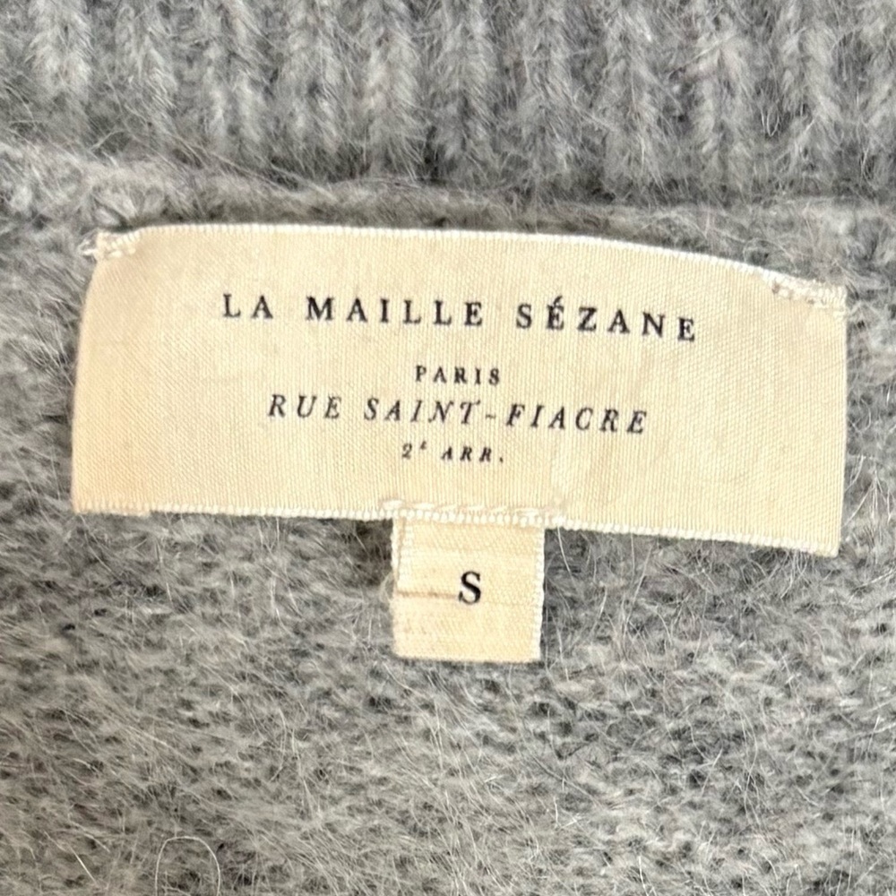 Sézane Alfred Grey Mohair Merino Lace Hem Sweater – Size Small - Picture 4 of 7